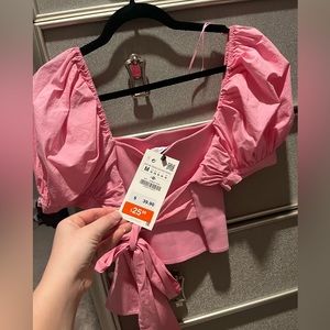 zara puff sleeve crop top